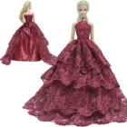 Платье для куклы BJDBUS, Красное Кружевное вечервечерние бальное платье, юбка невесты, аксессуары для кукол Барби, детские игрушки сделай сам