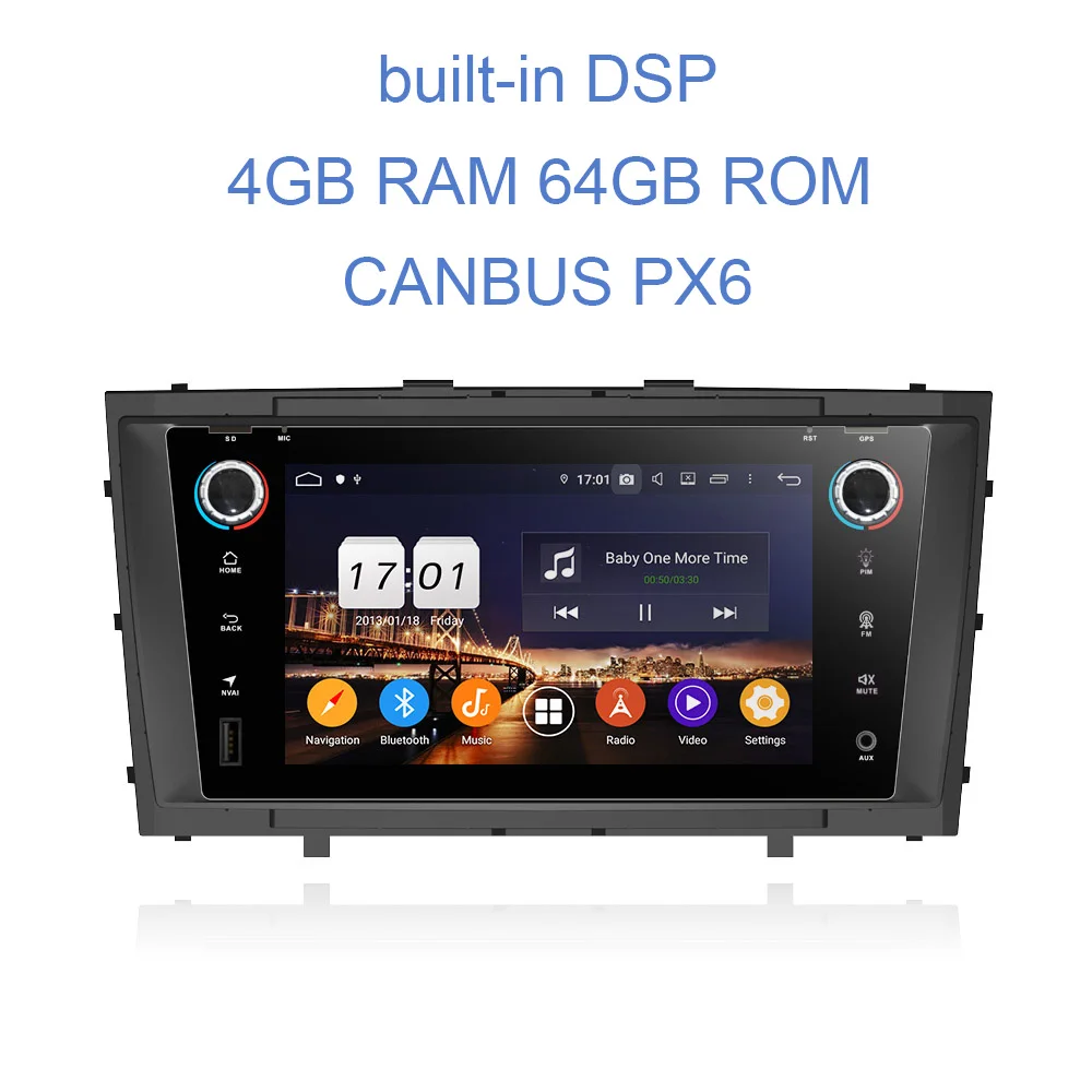 PX6 64G with canbus DSP PX6 2 din Android 9,0 Bluetooth 4,2 4 Гб ОЗУ 8 ядерный автомобильный DVD мультимедийный плеер авторадио gps для Toyota Avensis T27 2009-2013 - Цвет: PX6 64G with canbus