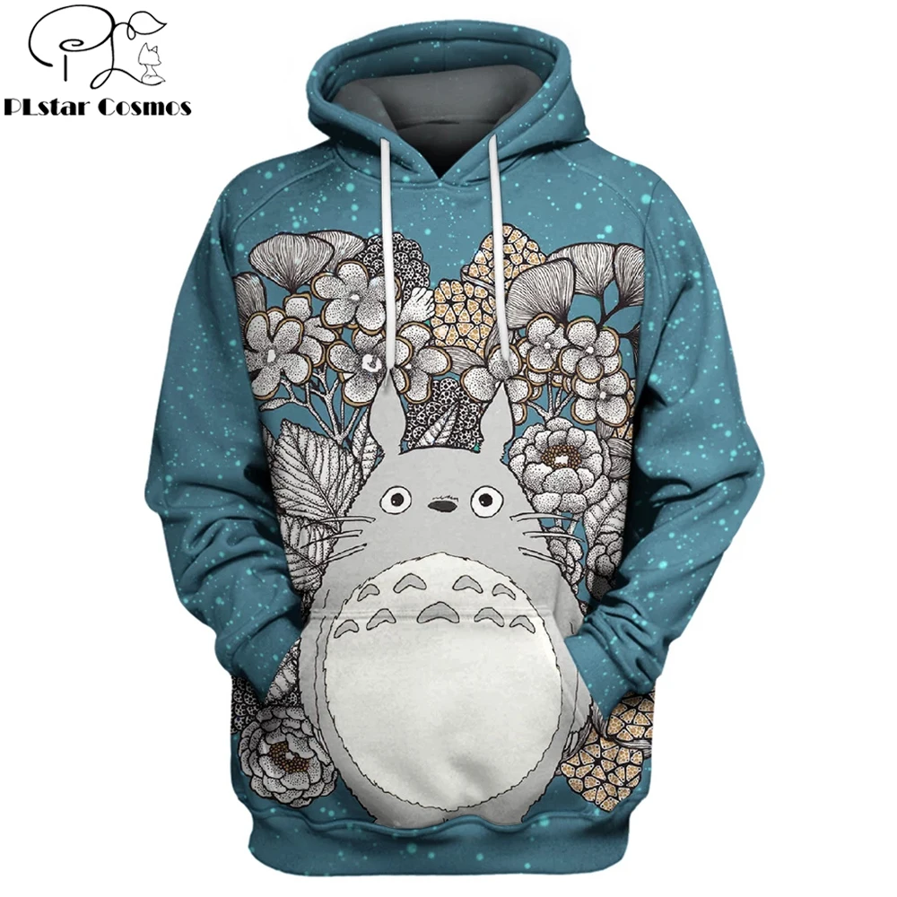 

2019 New Fashion Men Women 3d Hoodie My Neighbor Totoro Flower Anime Printed hoodies/Sweatshirt/jacket Unisex Casual streetwear