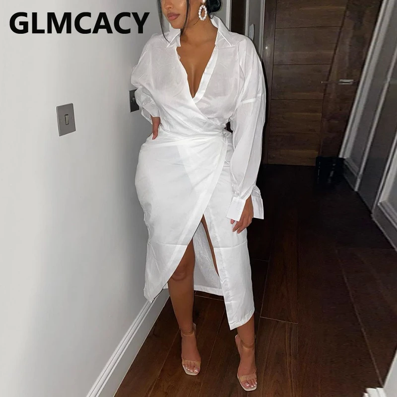 

Элегантное офисное платье-туника с длинным рукавом и V-образным вырезом