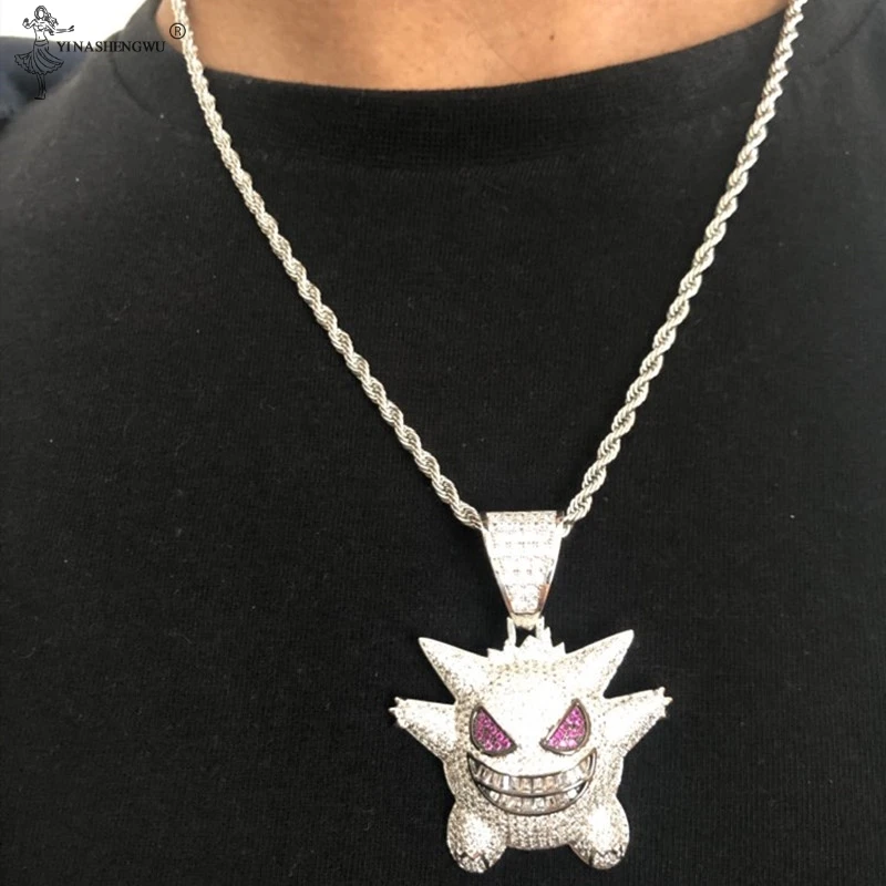 Ожерелье Стразы в стиле хип хоп и панк ожерелье со сверкающей цепью мужское