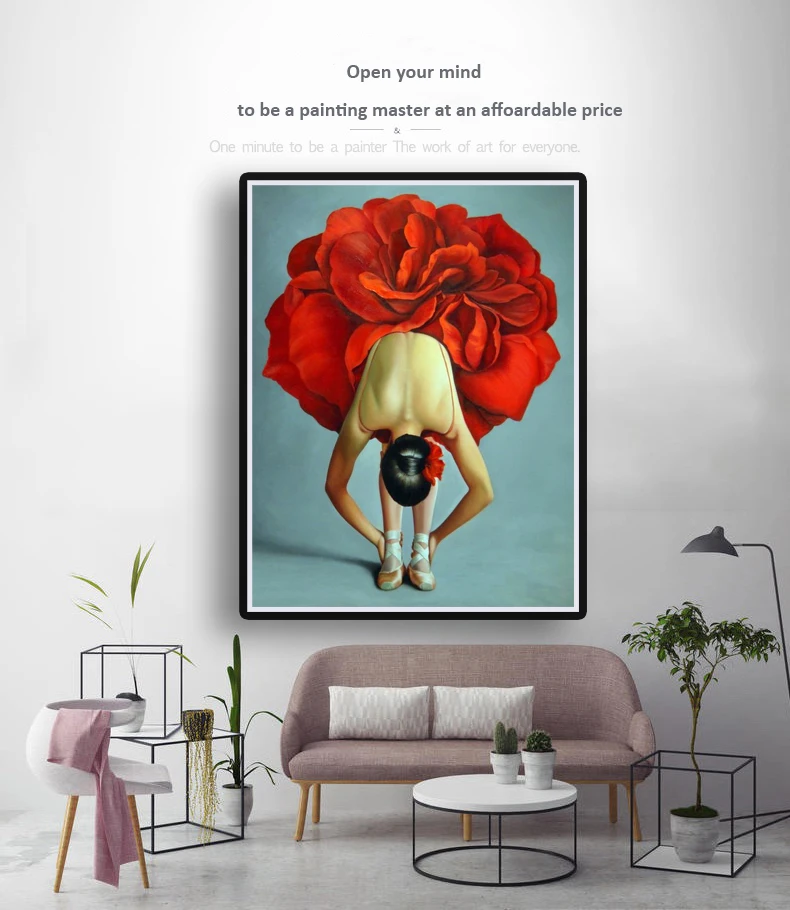 Ballet dancing girl flower dress oil painting by number for Home Decor coloring numbers unique gifts adults and children | Дом и сад