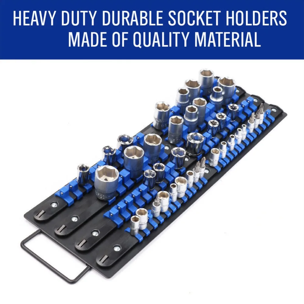 80pcs/set 1/4" 3/8" 1/2" Drive Plastic Socket Wrench Tray Rail Rack Sleeve Storage Holder Organizer Shelf Stand Home Hand Tools