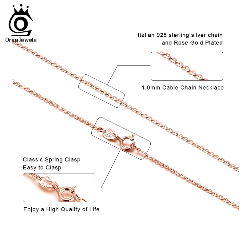 Ожерелье ORSA JEWELS в итальянском стиле серебряная цепочка на шею цвет розового