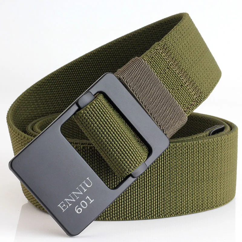 Army Green Эластичный ремень мужской Модный повседневный черный ремень толстый холщовый простой сплав Пряжка дикие джинсы мужские аксессуары - Цвет: Army Green