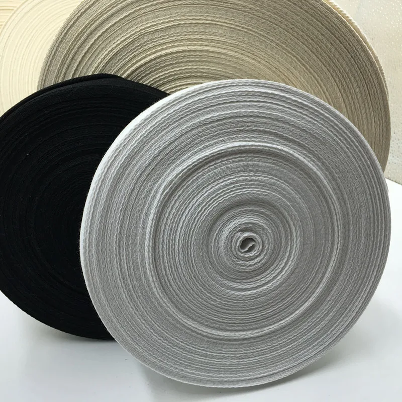 

500M 10/15/20/25/30MM 100% Cotton Herringbone Tape Black White Beige Handmade Craft Diy Package Twill Ribbon Cloth Accessories