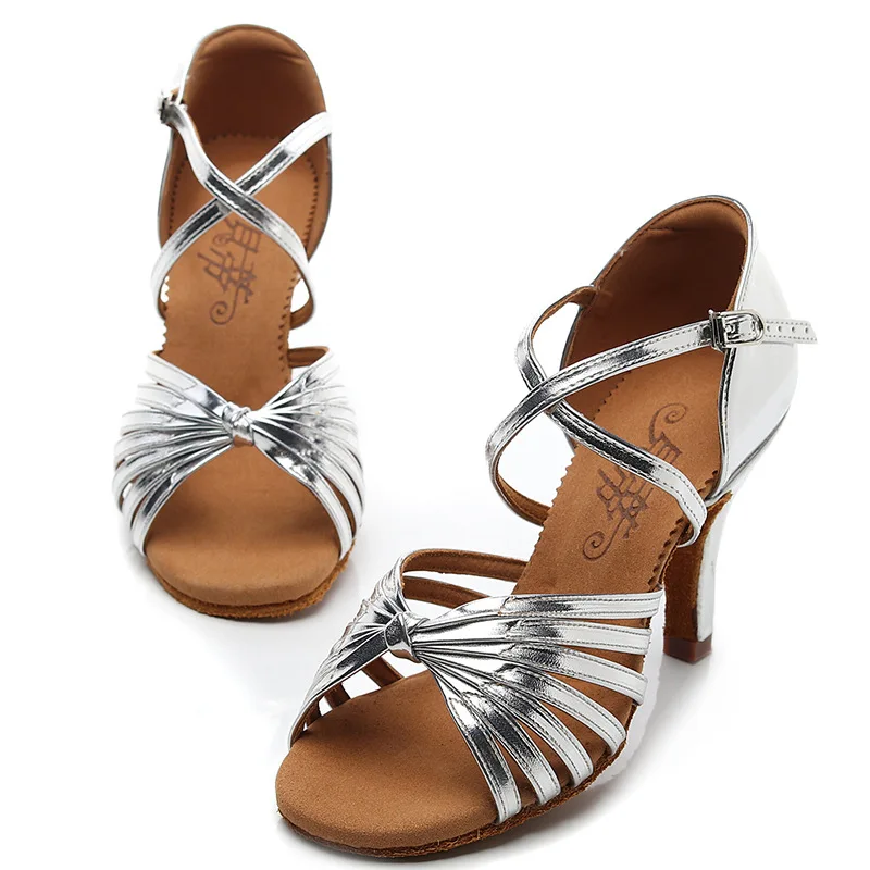 Free Return Women Latin Dance Shoes BD2398 Silver Dancesport Shoes Ladies Dancing Sandal Ballroom Salsa Bachata Dance Shoes