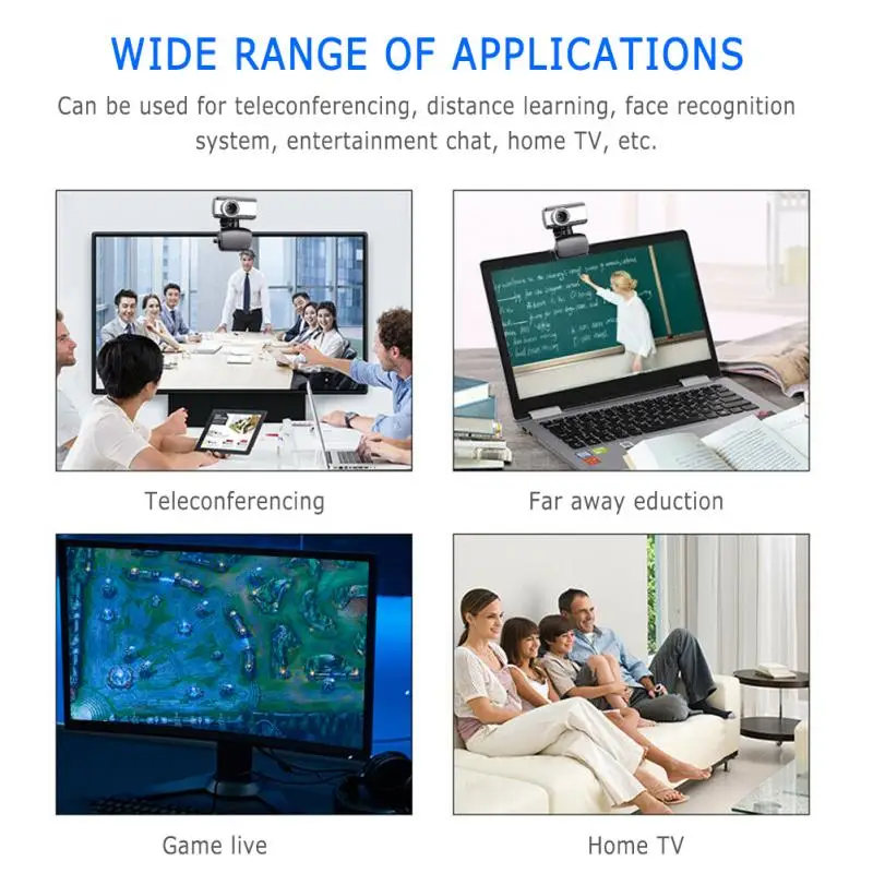 

USB 2.0 Webcam Full HD Web Camera Built-in Microphone Rotatable CMOS Sensor USB Plug Web Cam For PC Computer Mac Laptop Desktop