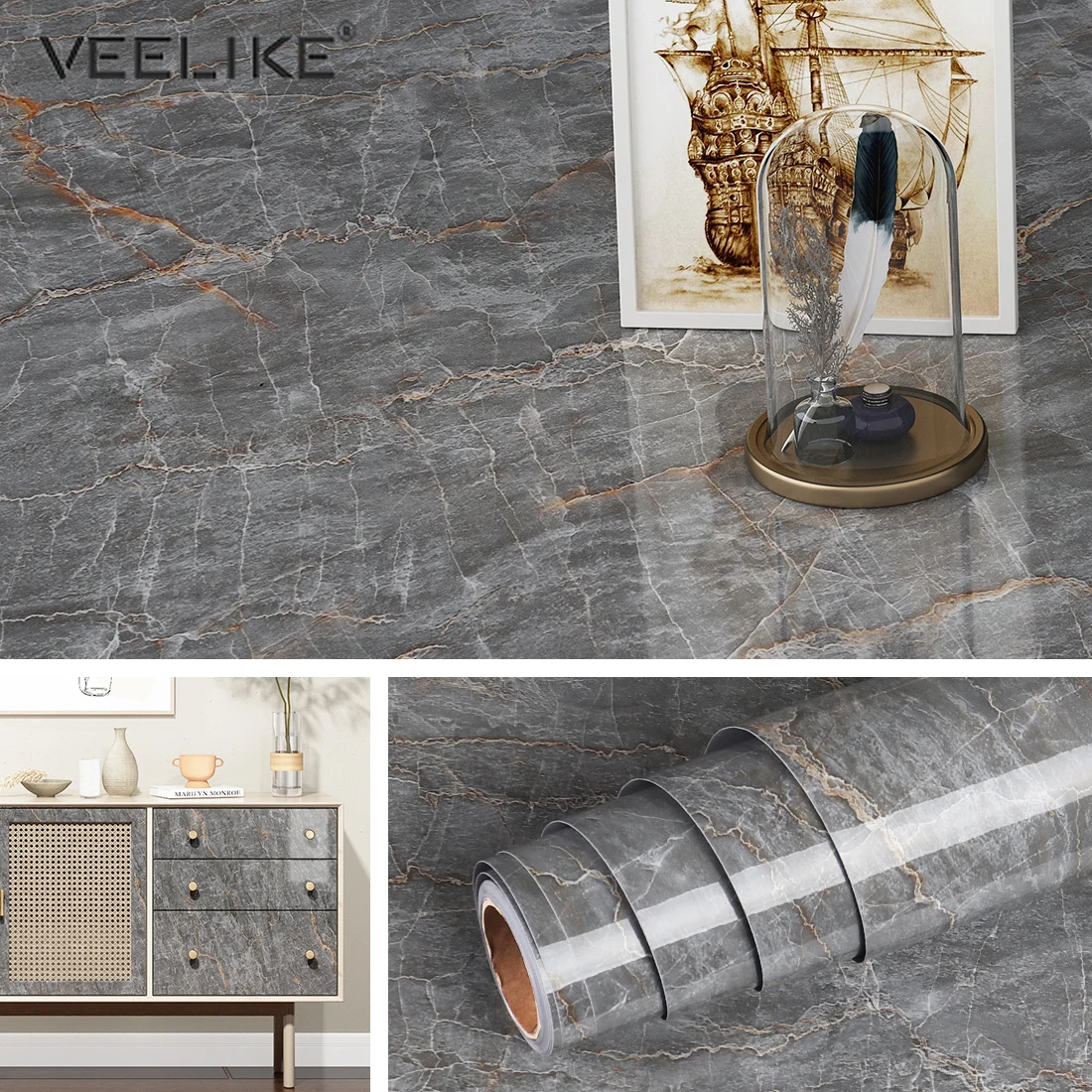 

Kitchen Oil-proof Stickers Modern Self-adhesive Wallpaper for Stove Table Top Coffee Table Vinyl Decorative Marble Contact Paper