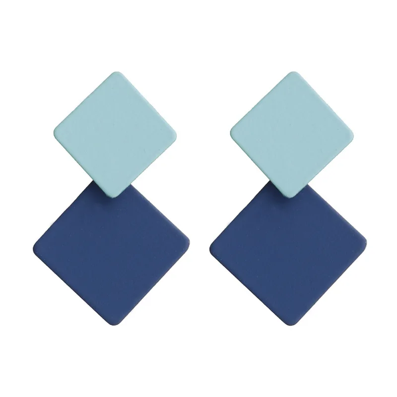 Новые модные красные зеленые синие Розовые Квадратные круглые серьги в форме