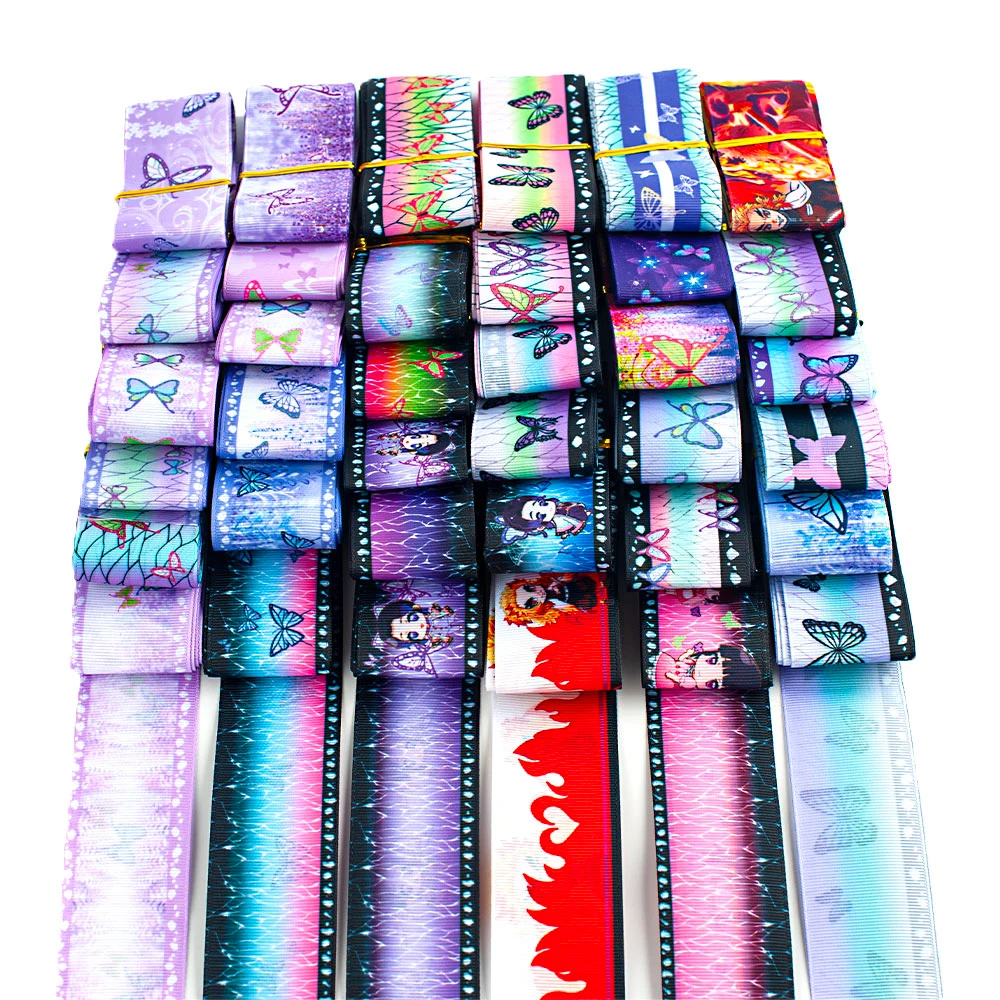 

Kimetsu No Yaiba Random set 5/10yards Double Side Printed Kochou Shinobu mixed Cartoon grosgrain ribbon