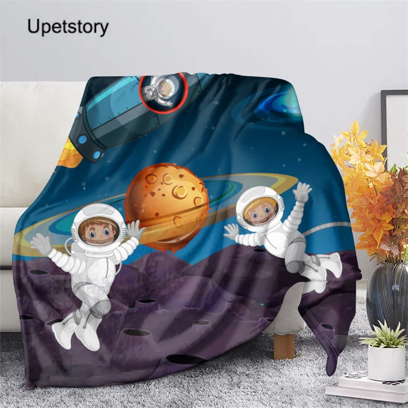 

Upetstory Winter Fleece Throw Blankets Astronaut 3D Printed Kids Warm/Soft Plush Blanket Child Large Travel Blankets/Bedspread
