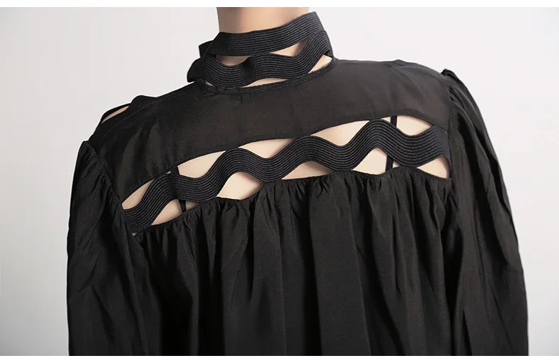 Max LuLu/модные корейские женские топы в стиле панк, хлопковые блузки, осенние женские сексуальные рубашки с дырками, Безразмерные с высоким воротом, свободная одежда