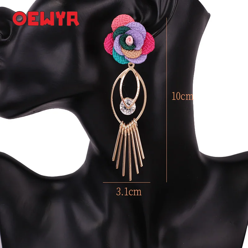 OEWYR 2019 корейские разноцветные женские серьги ручной работы с цветами в богемном