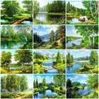 HUACAN 5D DIY картина по номерам, дерево, уникальный подарок, настенное искусство, ручная роспись, искусство озера, рождественский подарок