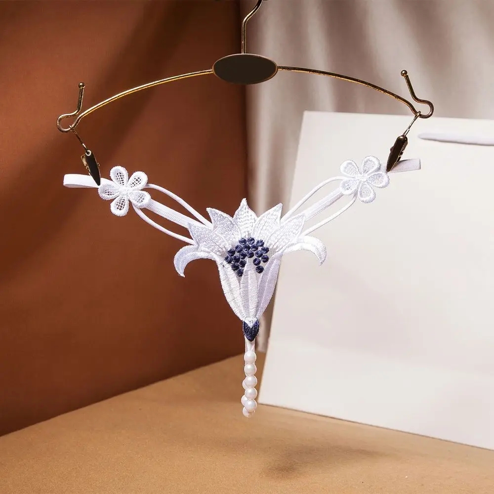 Трусики Тонг женские эластичные с открытой промежностью жемчугом|Трусики| |