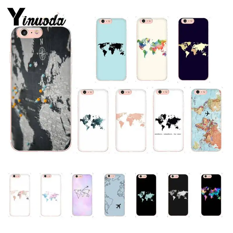 

World Map Travel Black TPU Soft Rubber Phone Case Cover for iphone 13 8 7 6 6S Plus X XS MAX 5 5S SE XR 11 11pro 11promax