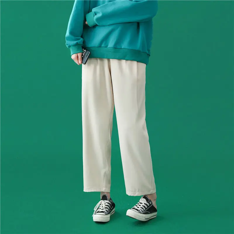 

Wide-leg Casual Pants Men's Fashion Solid Color Business Society Mens Suit Pants Korean Loose Straight Dress Pants Men S-2XL