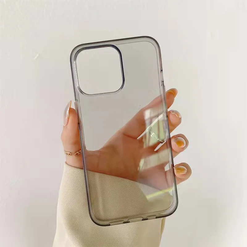 

Suitable for iPhone13ProMax transparent mobile phone case, new transparent black TPU, suitable for Apple 12P simple soft case