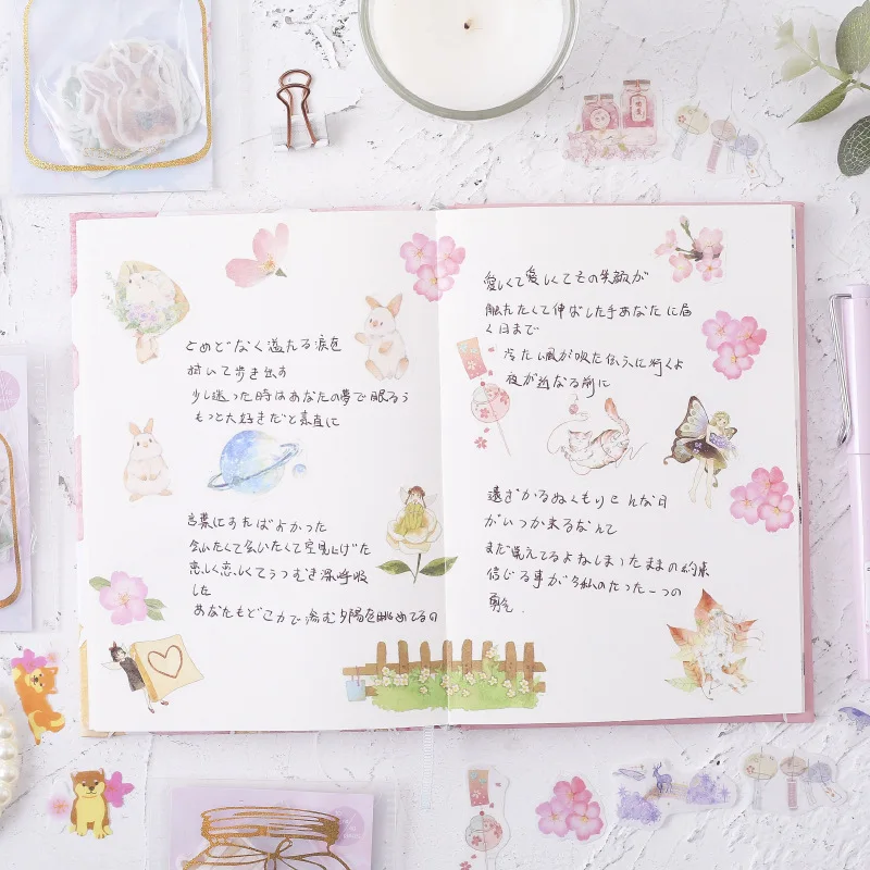 Ретро Sakura Cat Food Bullet Journal позолоченный стикер декоративный дневник в стиле