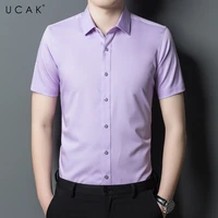 ucak brand summer comfortable solid color shirts men clothing new fashion style streetwear casual soft shirt clothes homme u6242