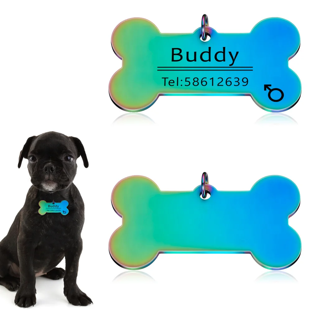 Персонализированные идентификационные бирки для домашних животных радужные