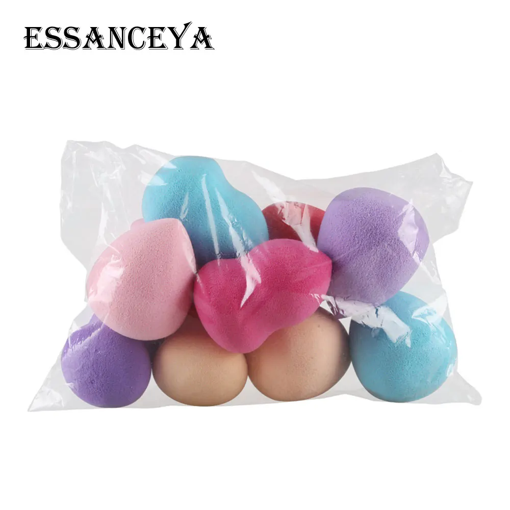 ESSANCEYA 10 шт. губка для макияжа, воздушная подушка, пуховка для сухого влажного использования, пудра, маскирующий тональный крем, косметические губки, спонжи, наборы для красоты