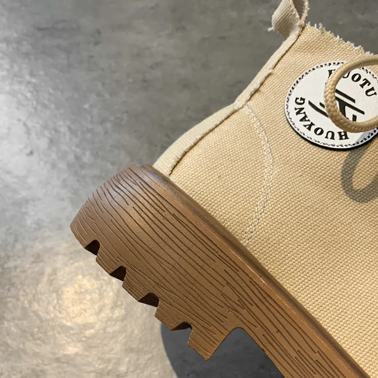 Женские парусиновые ботинки; ботильоны для женщин; Zapatos de mujer; модные однотонные Ботинки martin с круглым носком; повседневные мотоциклетные ботинки