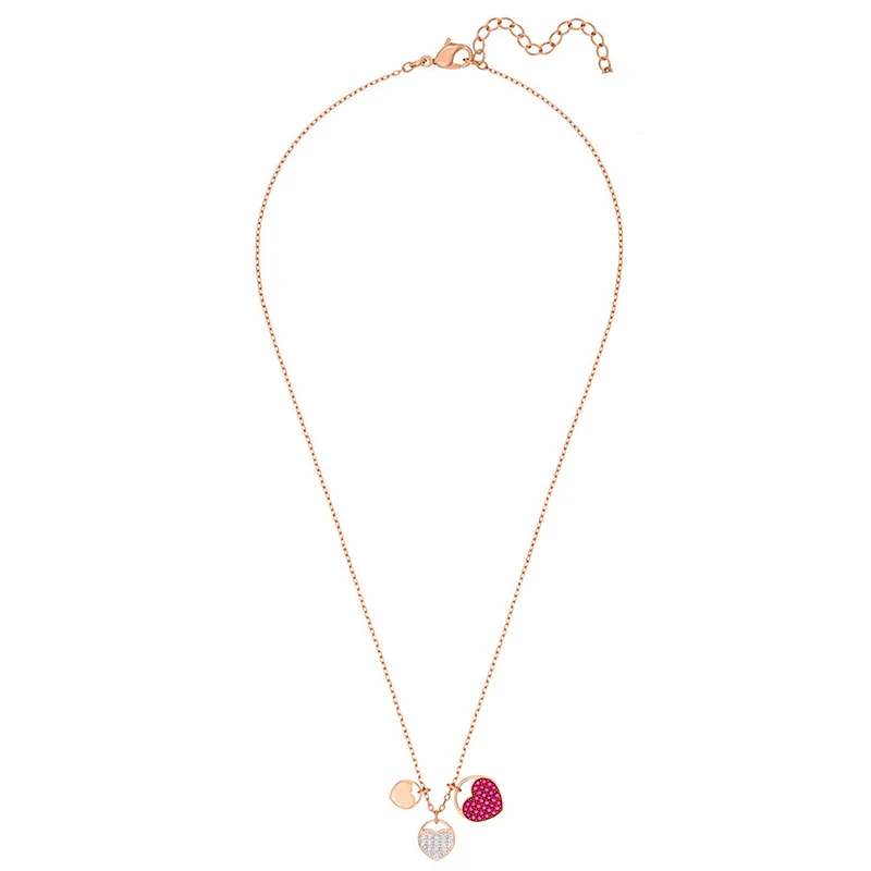 

SWA Fashion New GINGER Pendant Pink Heart Shaped Female Sparkling Crystal Necklace for Mom and Girlfriend Luxury Jewelry Gift