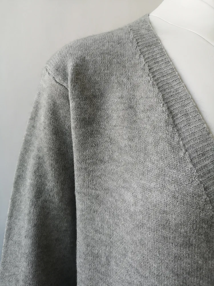

women sexy V-Neck Christmas sweater plus size pullover winter clothes women 2019 knitted Embroidery Solid gray black green 3XL