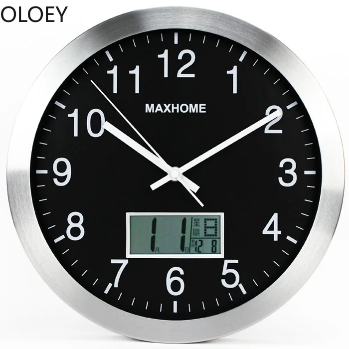 

Простые большие настенные часы, металлические светодиодные цифровые часы с механизмом для кухни, цифровые светодиодные настенные часы, укр...