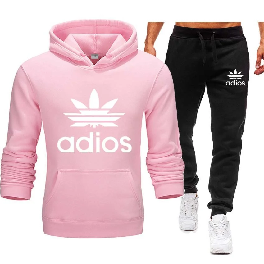 

Casual male suit sports with hoodie sports casual pants fall and winter warm sports clothes boutique 2 piece together