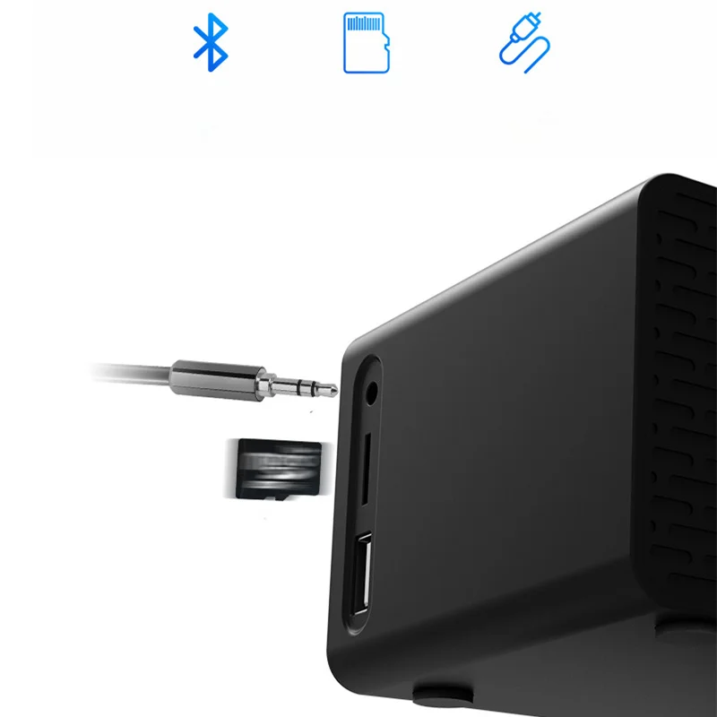 Multi-function portable clock Bluetooth speaker stereo support wireless charging TF memory card AUX mirror alarm | Электроника