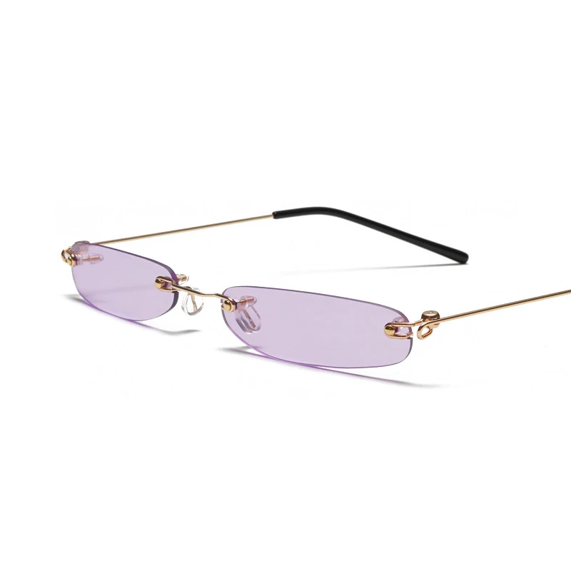 

XaYbZc narrow sunglasses men rimless summer 2021 red blue black rectangular sun glasses for women small face hot selling