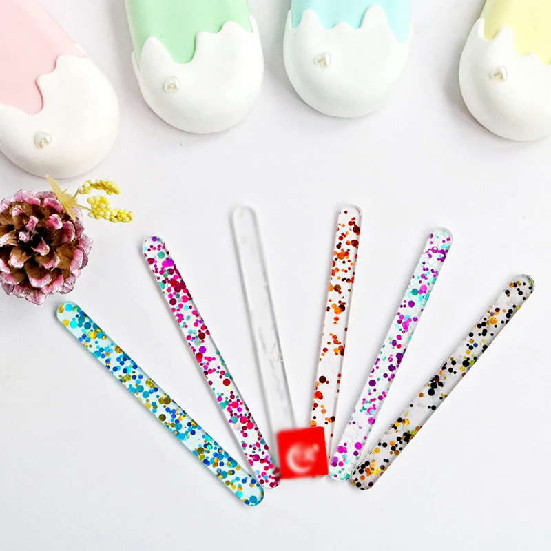 

10PCS Acrylic Ice Cream Sticks Glitter DIY Handmade Making Crafts Baby Shower Kids Gift 11.5x1cm Birthday Party Cake Decoration