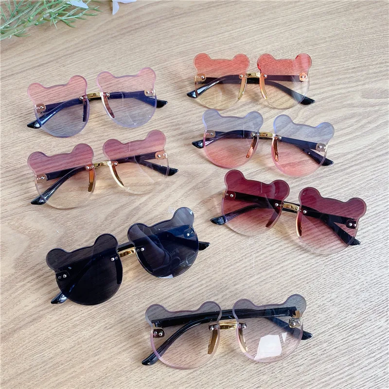 Популярные милые детские солнцезащитные очки с мультяшным медведем Детские для