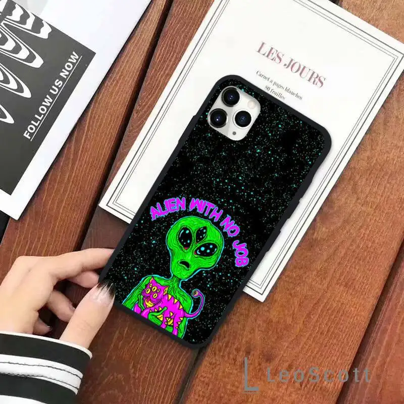 

Aesthetics Cartoon alien space Phone Case for iPhone 11 12 pro XS MAX 8 7 6 6S Plus X 5S SE 2020 XR Soft silicone