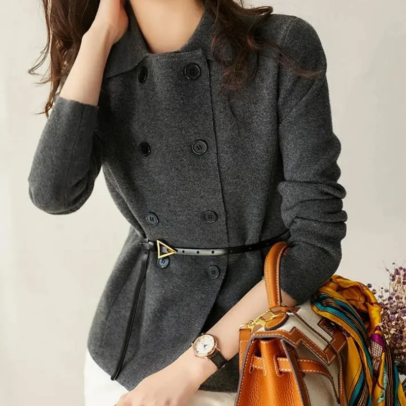 

Women Vintage Sweater Cardigan Waistband Knitted Jacket