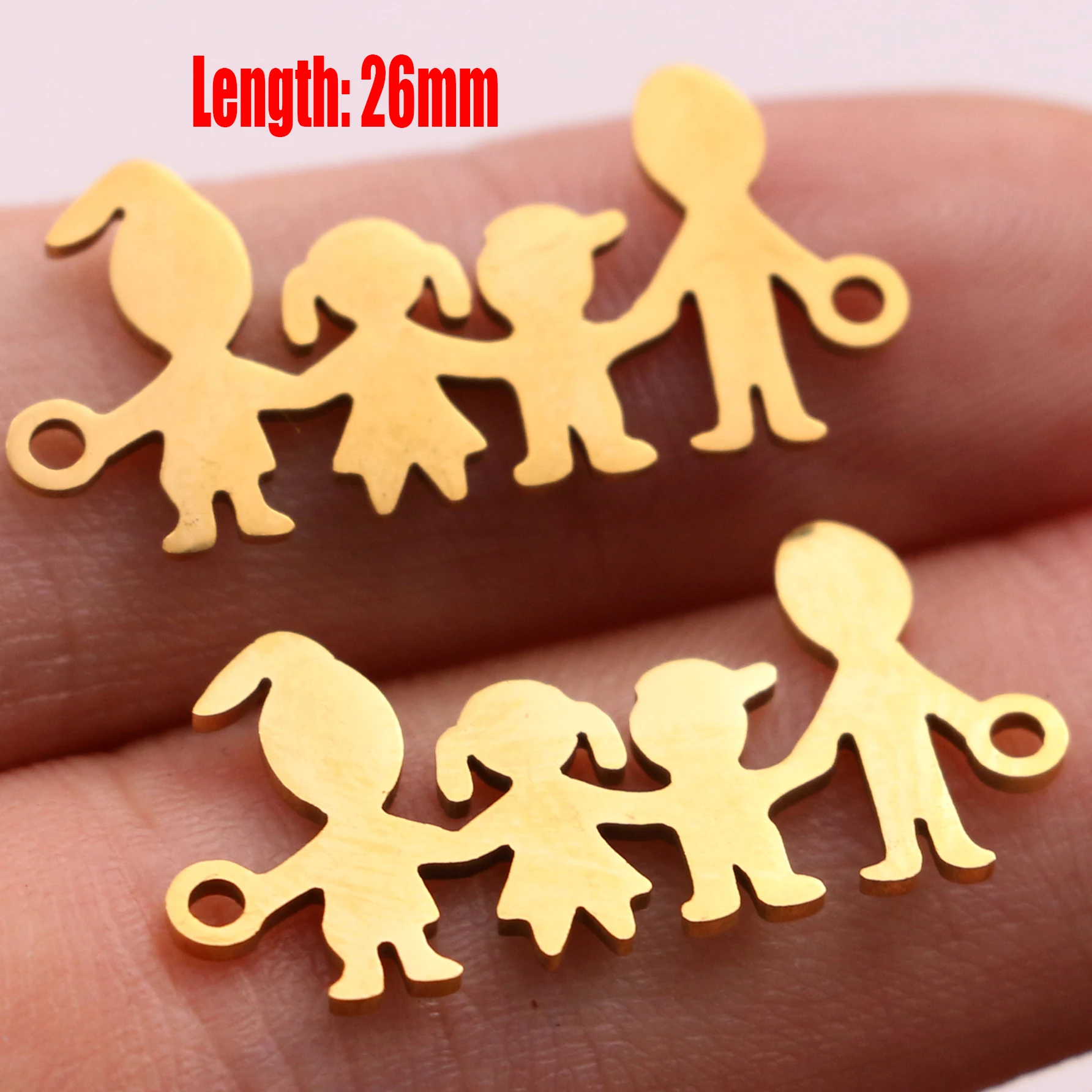 5pcs Family Chain Stainless Steel Pendant Necklace Parents and Children Necklaces Gold/steel Jewelry Gift for Mom Dad New Twice - Цвет: Gold 31