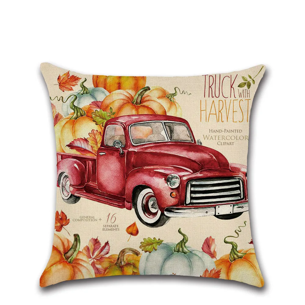 

Thanksgiving Day Theme Linen Cushion Cover Decorative Pumpkin Pillowcase 45*45cm Pillow Case