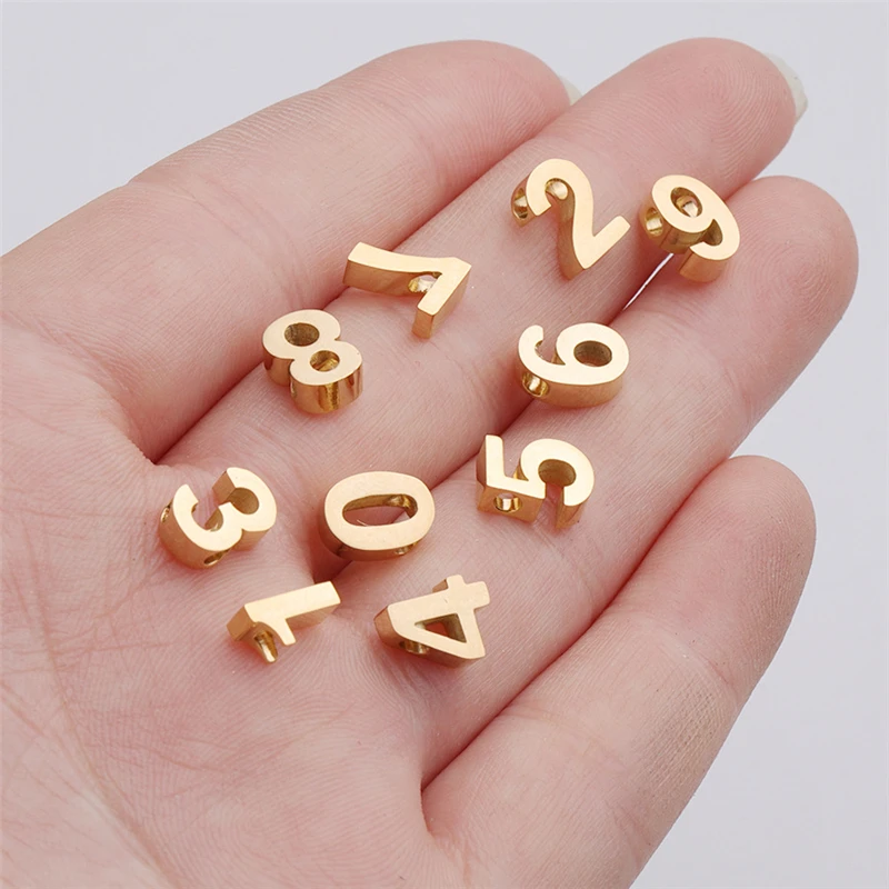 

10Pcs/lot Stainless Steel Digit Symbol Charms Polished Arabic Numbers Charm Pendant for Jewelry Making Handmade Accessories