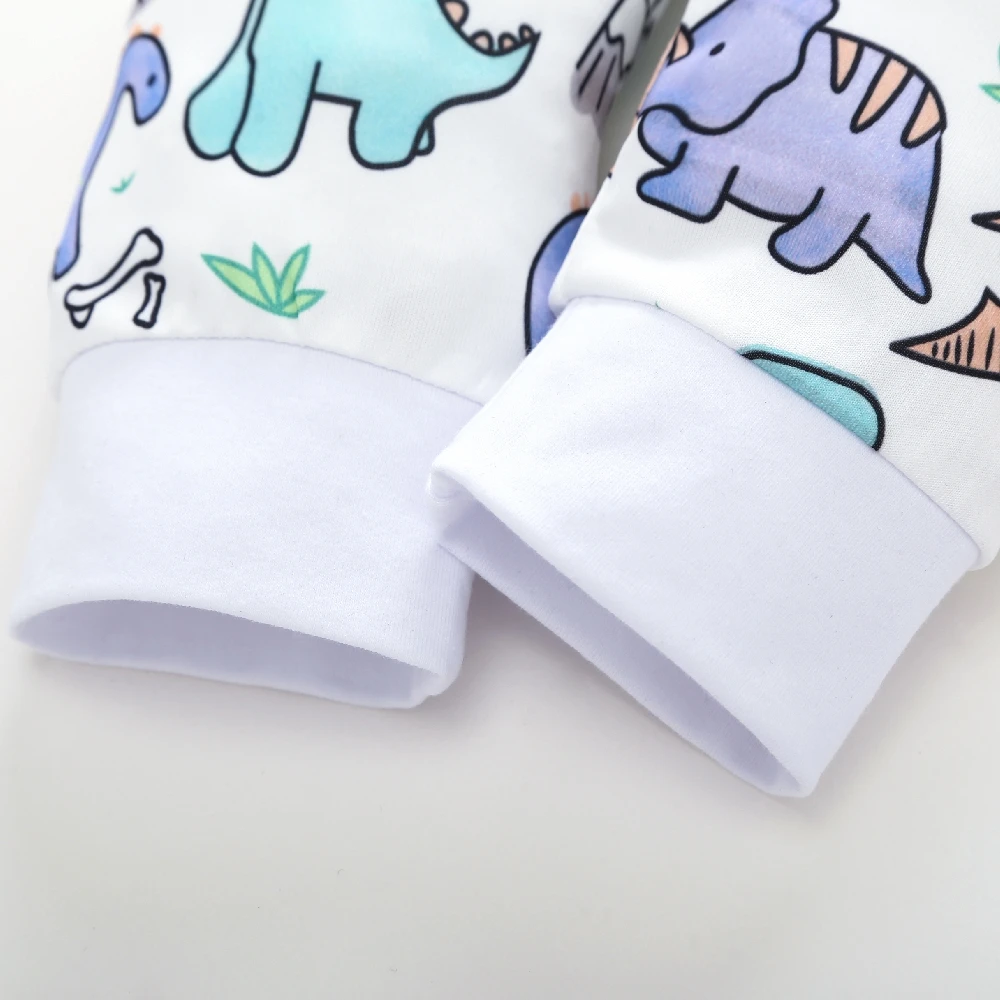 

4-piece Adorable Dinosaur Print Romper, Pants, Hat and Headband Set for Baby