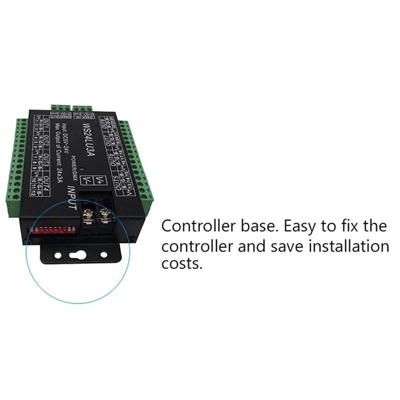 

High Power 24 Channel 24CH 3A/CH 72A DMX512 Controller LED Decoder Dimmer DMX Signal for DC 5V 12V 24V Project Lighting