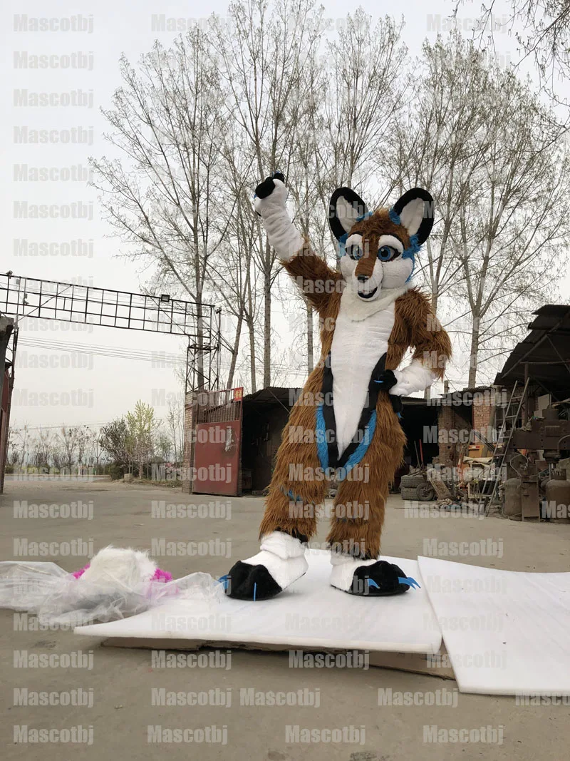 В наличии унисекс Хаски собака костюм талисман косплей вечернее платье