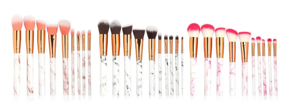 Трехцветная кисть для теней мраморный узор 10 шт Кисть макияжа|Аппликатор век| |