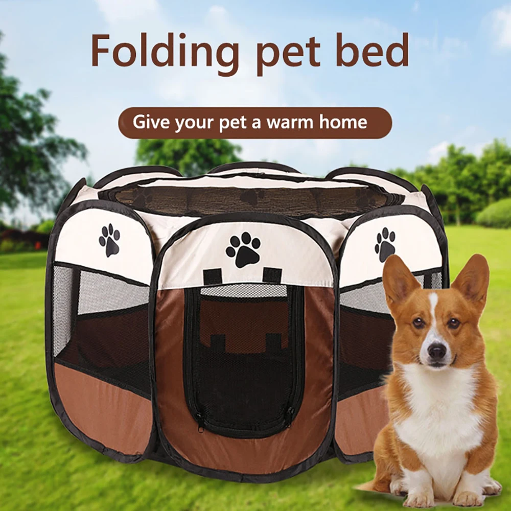 

Pet Dog Playpen Tent Crate Room Foldable Puppy Exercise Cat Cage Waterproof Outdoor Two Door Mesh Shade Cover Nest Kennel