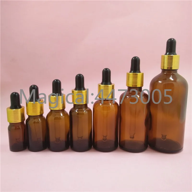 

2/10pcs 5/10/15/20/30/50/100ml Mini Refillable Empty Amber Glass Aromatherapy Container Dropping Essential Oil Bottle Travel