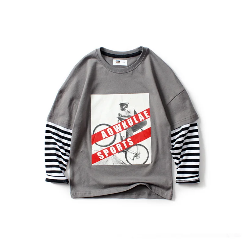 Boys t Shirts 2020 New Style Kids Poleras Print Long Sleeve Cotton Fake Two Piece Soft Knitting Bing Girls Tops |