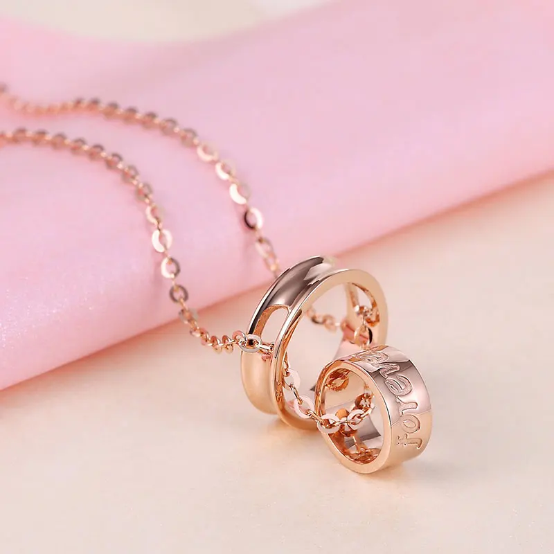 Цепочка с подвеской и надписью Forever элегантное ожерелье из настоящего золота 18