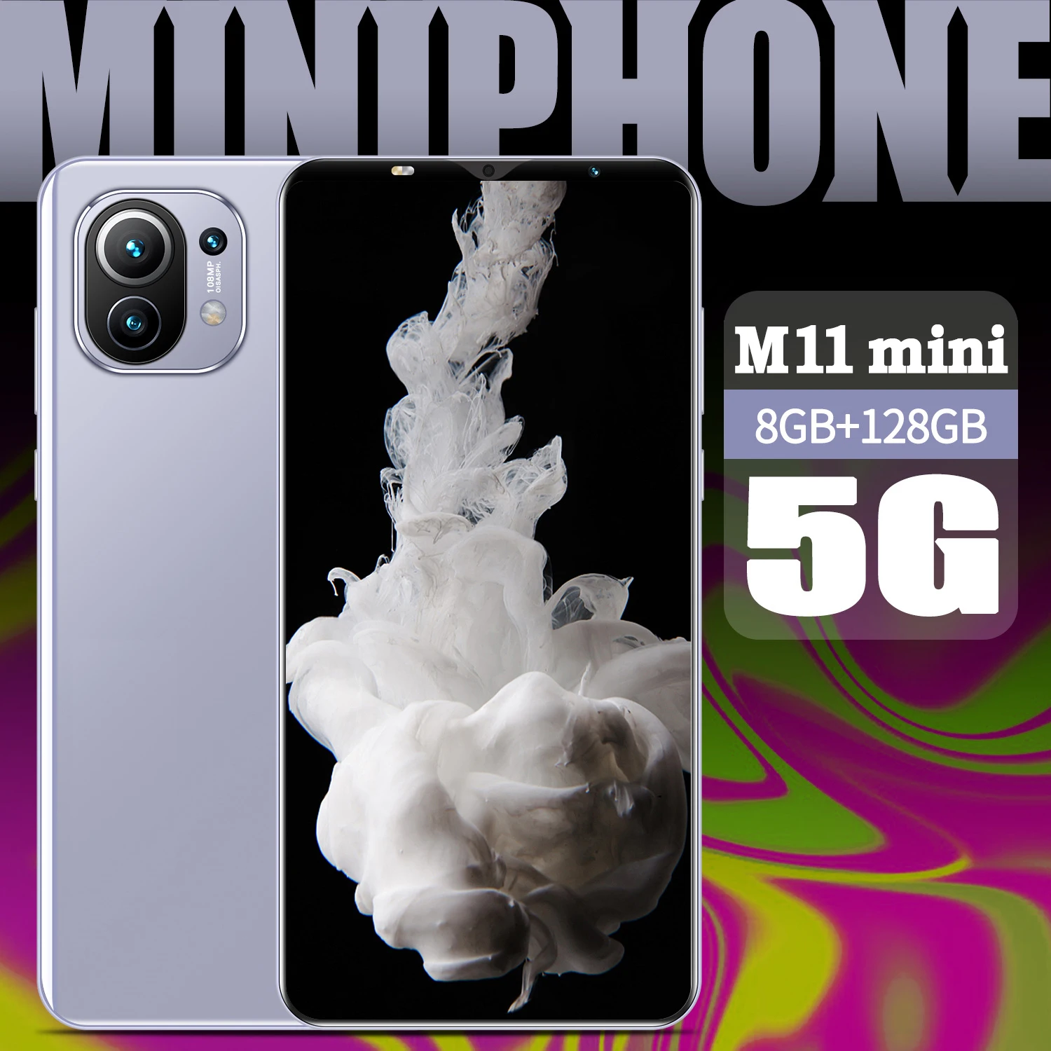 

Global Version M11mini 5.2Inch Smartphone 4800mAh Android11 24MP+48MP HD Camera Face Wake 8+128GB Dual SIM 5G Network CellPhone
